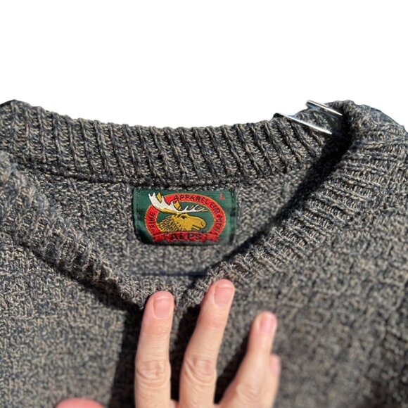 Alps Mens Vintage Gray Crewneck Sweater Nordic‎ Fair Isle Pattern Size L Made in - Picture 3 of 6